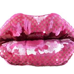 MacKensie Childs Pink Pucker Up Pillow.
